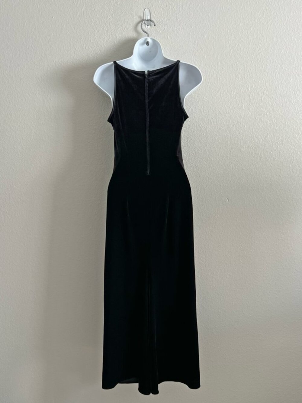 90s Black Velvet Formal Maxi Dress Jessica McClintock Gunne Sax High Neck Size 4 - Picture 2 of 5